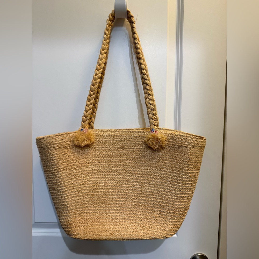 Woven Straw Tote Bag in Natural Tan